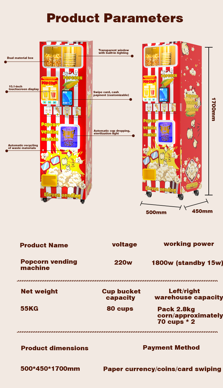 CE Commercial Snack Food Popco - Popcorn Vending Machine review and price